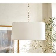 Lampa wisząca Dumora Iron Linen Drum – antyczny mosiądz, wisząca lampa sufitowa T123