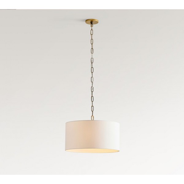 Lampa wisząca Dumora Iron Linen Drum – antyczny mosiądz, wisząca lampa sufitowa T123