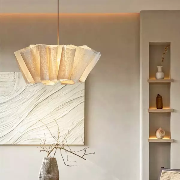 Lampa Wisząca Nordic z Plisowanym Abażurem – Elegancka Lampa do Salonu T191