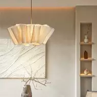 Lampa Wisząca Nordic z Plisowanym Abażurem – Elegancka Lampa do Salonu T191