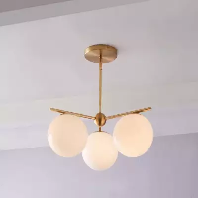 Alessora Brass Milk Glass Chandeliers- Great for Covered Outdoor Areas T251