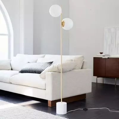 Alessora Sphere Stem Floor Lamp – Metal Frame Marble Base Elegant Lighting T252