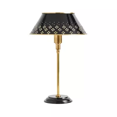 Lampada da tavolo traforata Auriglow in ottone con design floreale – ispirata all'era spaziale T024