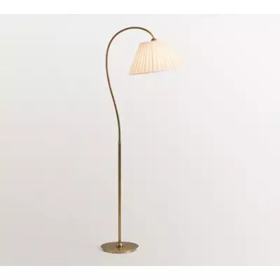 Luvora Stehlampe mit Plisseeschirm – verstellbares Leinenlicht im Landhausstil T034