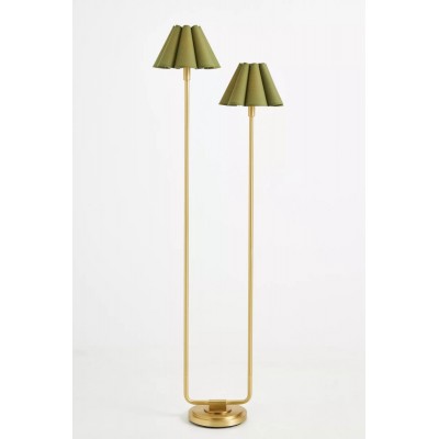 Lampada da terra Capirise con paralume smerlato color oro - Illuminazione in metallo contemporanea per camera da letto T058