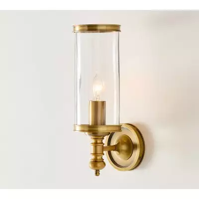 Applique cylindrique en verre Driscoll - Applique murale classique en fer avec abat-jour en verre transparent T105