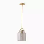 Lampa wisząca Dumora Iron Linen Drum – antyczny mosiądz, wisząca lampa sufitowa T123