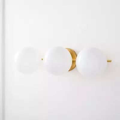 Alessora Mid-Century Modern 3-Light Wall Sconce - Metal Frame White Glass Globes T149