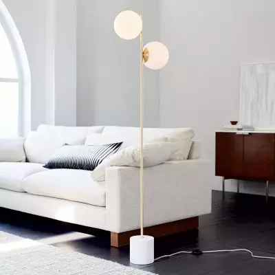 Alessora Sphere Stem Floor Lamp – Metal Frame Marble Base Elegant Lighting T252