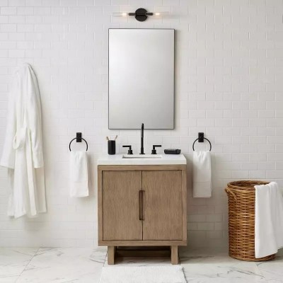 Alice Rustic Transparent Cooper Ribbed Glass Double Tube Sconce T011