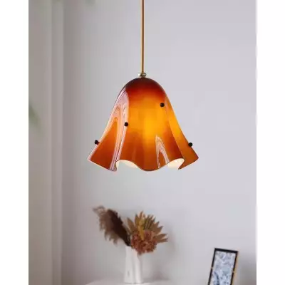 Bellina kunstnerisk glaspendellampe - Moderne Bloom-inspireret hængende loftslampe T279