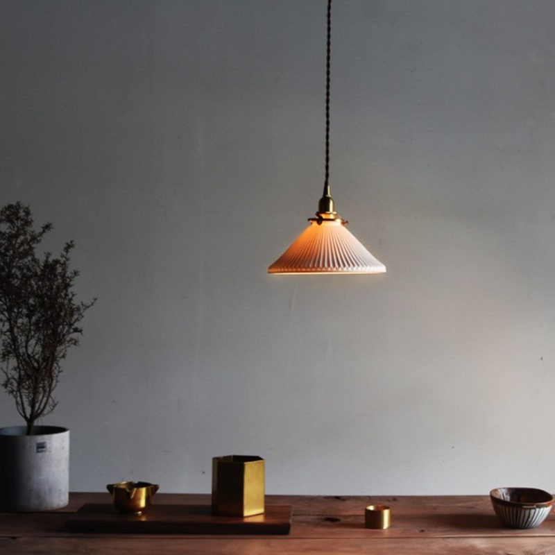 Moderne plissierte Keramik-Pendelleuchte