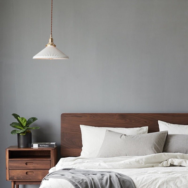 Moderne plissierte Keramik-Pendelleuchte