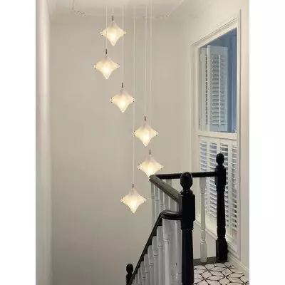 Lampa wisząca na schody Art Deco Star – szkło matowe – Astris Altair T437