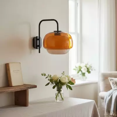 Kolorowa, nowoczesna, zabytkowa szklana lampa ścienna Clinco – miękki blask grzyba T416