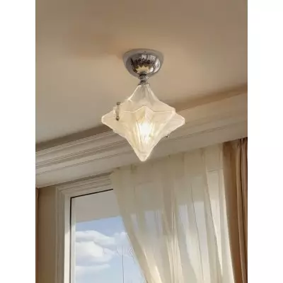 Lampa sufitowa Art Deco Star – oprawa ze szkła matowego do przedpokoju i przedpokoju – Astris Ceres T435
