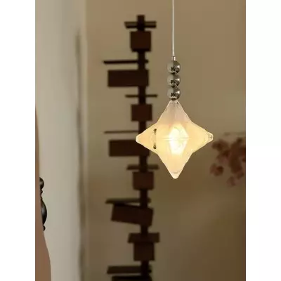Lampa wisząca Art Deco Astris Elara Star – wisząca lampa z matowego szkła w geometrycznym stylu T434