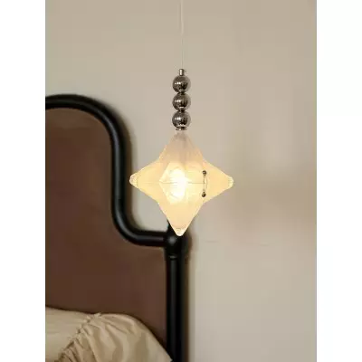 Lampa wisząca Art Deco Astris Elara Star – wisząca lampa z matowego szkła w geometrycznym stylu T434