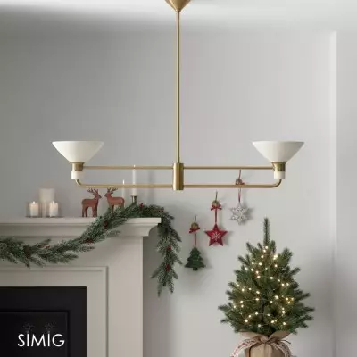 Calvor justerbar linjär ljuskrona – Pendellampa i porslin och brons för matrum T126