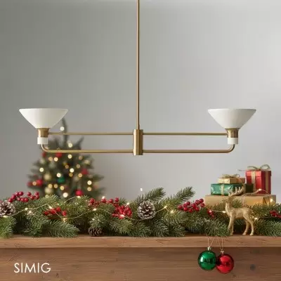 Calvor justerbar linjär ljuskrona – Pendellampa i porslin och brons för matrum T126