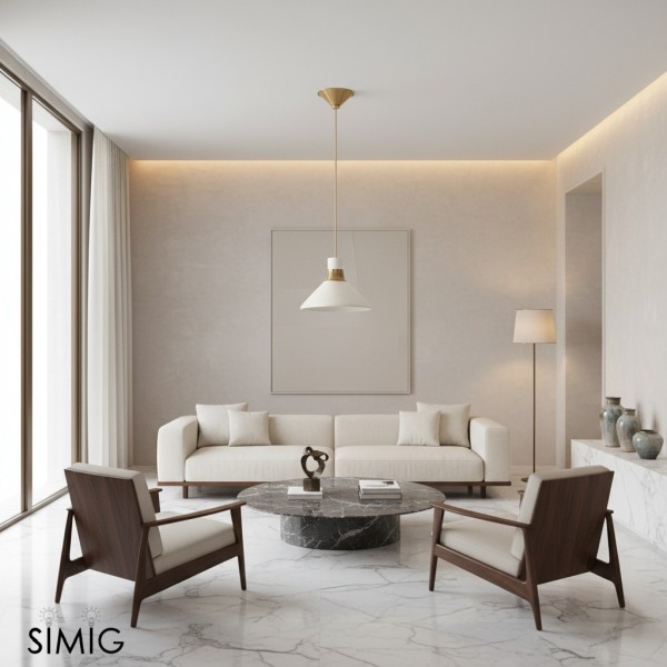 Calvor Elegancka lampa wisząca w brązie i porcelanie – Idealna do biura i salonu T127