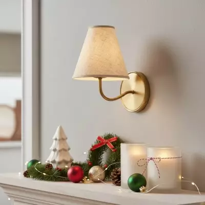 Lampada da parete in metallo con paralume in lino Fibura Sleek T248