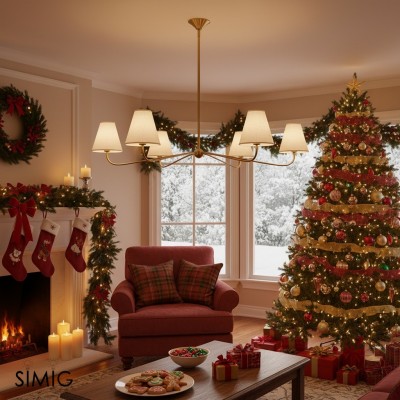 Fibura Elegant Linneskärm Ljuskrona – Modern Design för Vardagsrum & Kontor T247