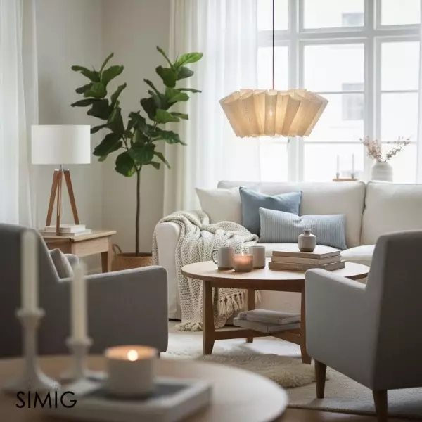 Lampa Wisząca Nordic z Plisowanym Abażurem – Elegancka Lampa do Salonu T191