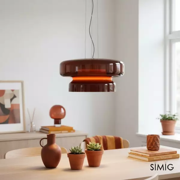 Minimalistyczna lampa wisząca ze szkła w stylu boho M492