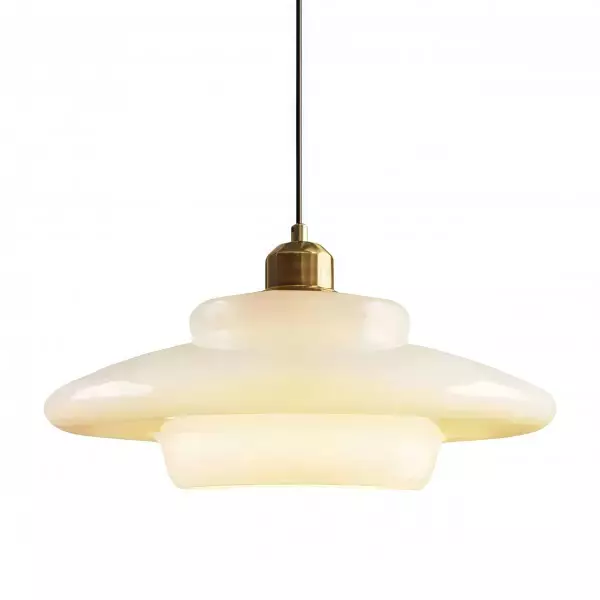 Mid-Century Art -maitovalkoinen lasinen riippuvalaisin S81