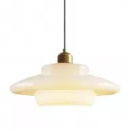 Mid-Century Art -maitovalkoinen lasinen riippuvalaisin S81