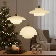 Mid-Century Art -maitovalkoinen lasinen riippuvalaisin S81