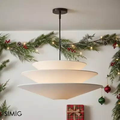 Lampada a sospensione minimalista in lino Solivara - Perfetta per sale da pranzo e uffici T113