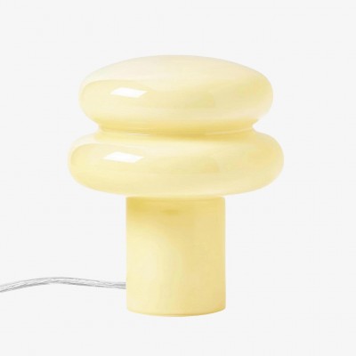 Mała opalowa lampa stołowa - szklana lampa w kształcie grzyba do salonu T422