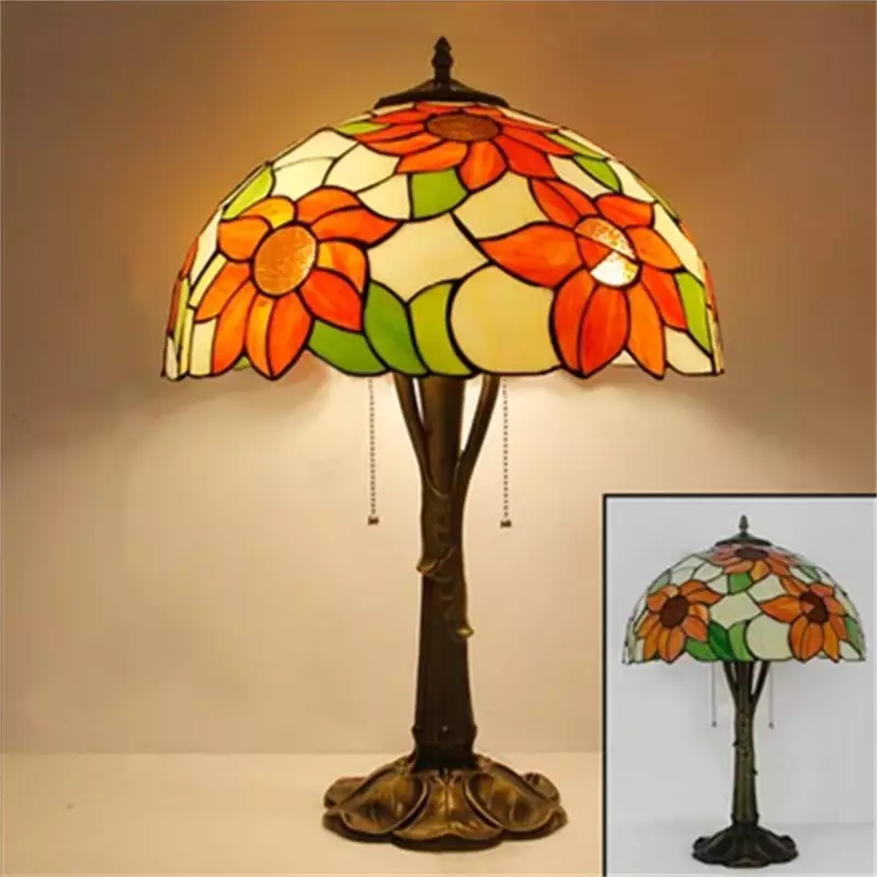 Bordlampe i malet glas