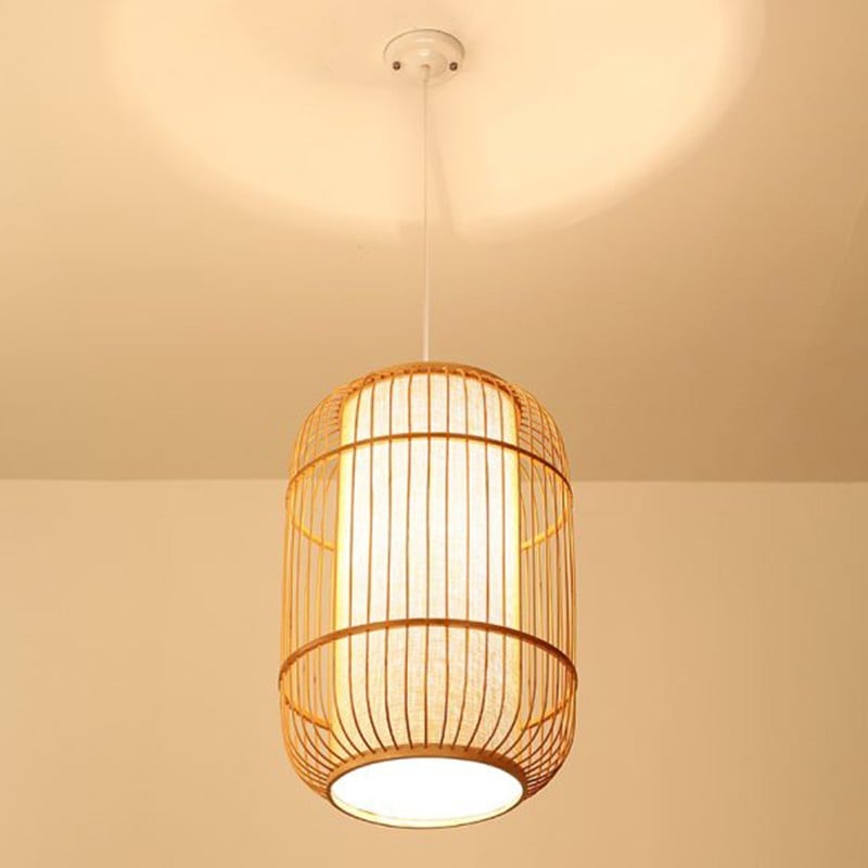 Cage Wooden Pendant Light Simig Lighting Oriental Lightings Cage Wooden Pendant Light Simig, Cage Bamboo Pendant Lamp Shader