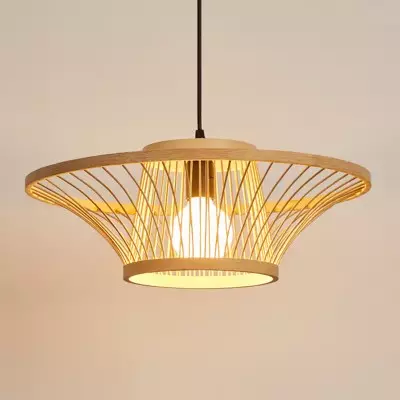 Lampada a sospensione in rattan con lanterna cinese