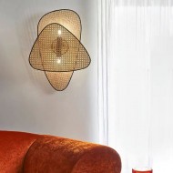 Rattanowa Lampa Ścienna Vintage Screen Cannage S07