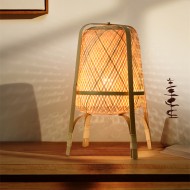 Bambuvävd vertikal bordslampa med hög nät