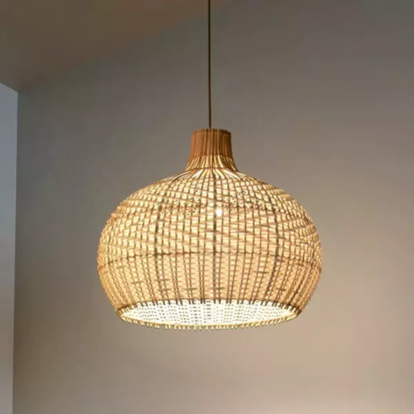 Lampe suspendue créative en rotin nordique