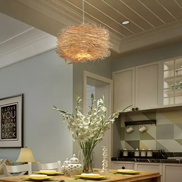Simple Bird's Nest Creative Rattan Pendant Light
