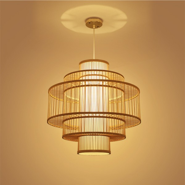 Kinesisk bambus veving kreativ lysekrone