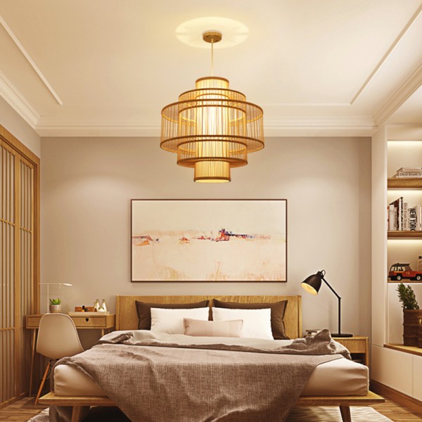 Kinesisk bambus veving kreativ lysekrone