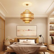 Kinesisk bambus veving kreativ lysekrone