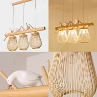 Lampa wisząca z rattanu do przejścia