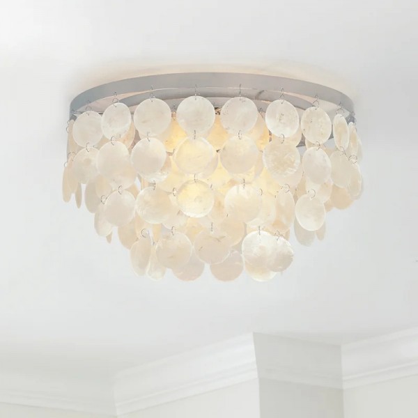 Tiered Flush Mount Chandelier Simig Lighting Chandeliers Tiered Flush Mount Chandelier Simig, Capiz Flush Mount Light Fixture