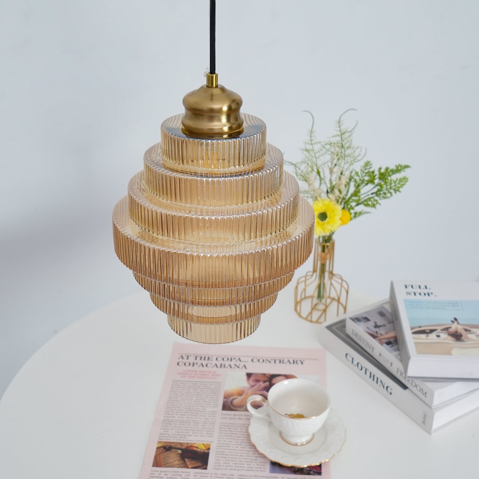 Modern Creative Pleated Design Glass Pendant Lamp M147