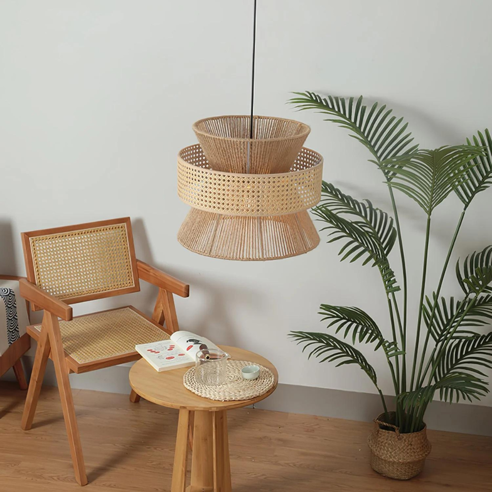 Handwoven Hemp Rope Rattan Veil Pendant Light D813