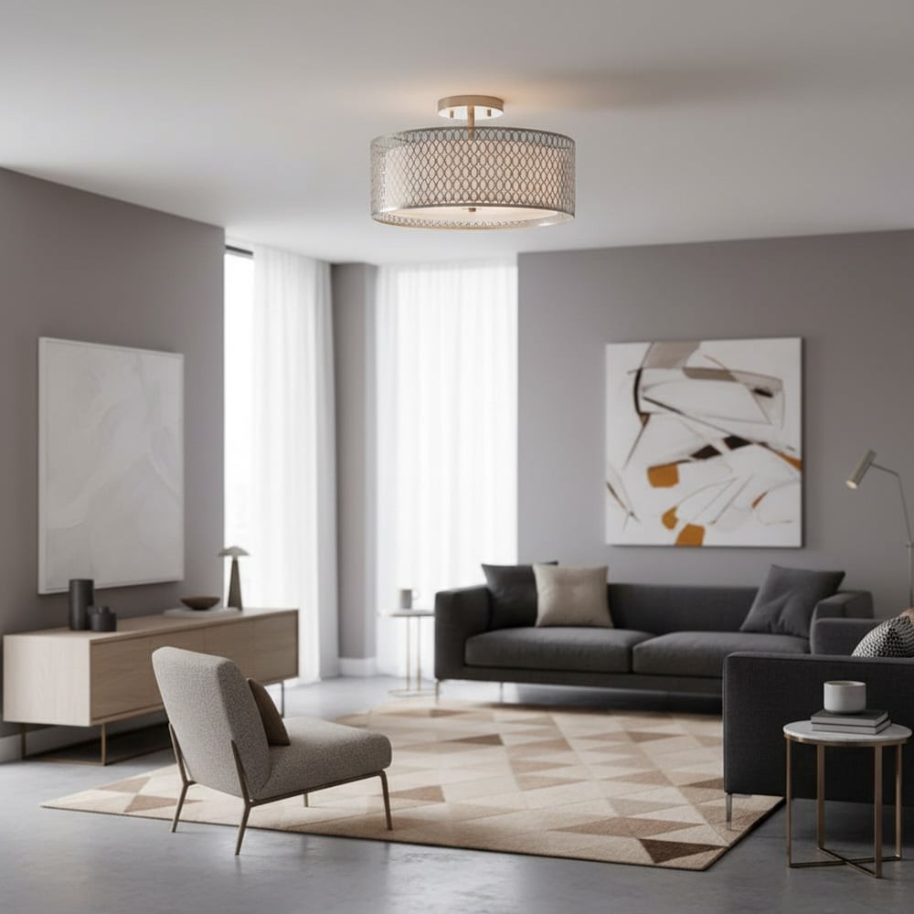 Modern 3 Light Mesh Design Ceiling Light - Dimmable for Living Room T467