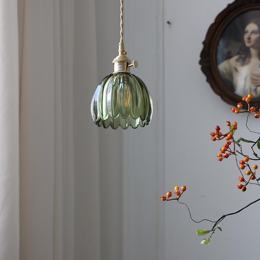 Japanese Retro Glass Flower Pendant Light S28